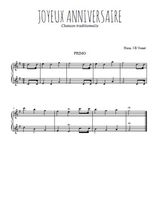 Téléchargez l'arrangement pour piano 4 mains de la partition de joyeux-anniversaire en PDF